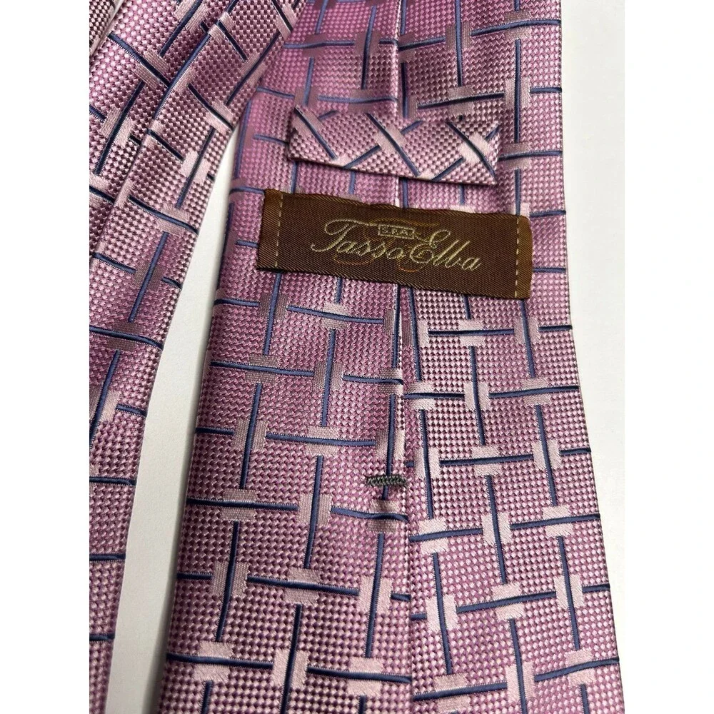 Lavender Pink and Blue design Silk Tie